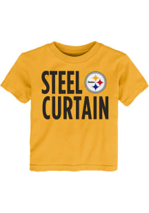 Pittsburgh Steelers Toddler Gold Steel Curtain Short Sleeve T-Shirt