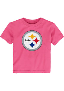 Pittsburgh Steelers Toddler Girls Pink Primary Logo Short Sleeve T-Shirt