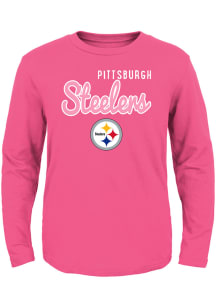 Pittsburgh Steelers Toddler Girls Pink Big Game Long Sleeve T Shirt