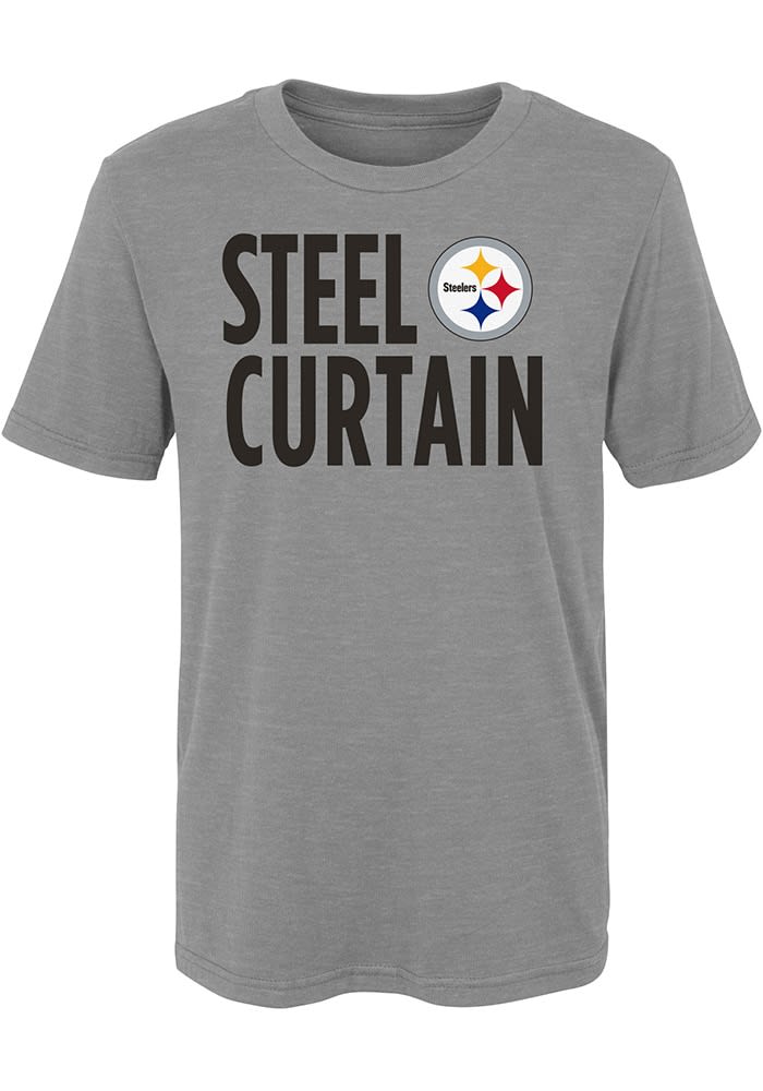 Pittsburgh Steelers Boys Steel Curtain Short Sleeve T-Shirt - Grey