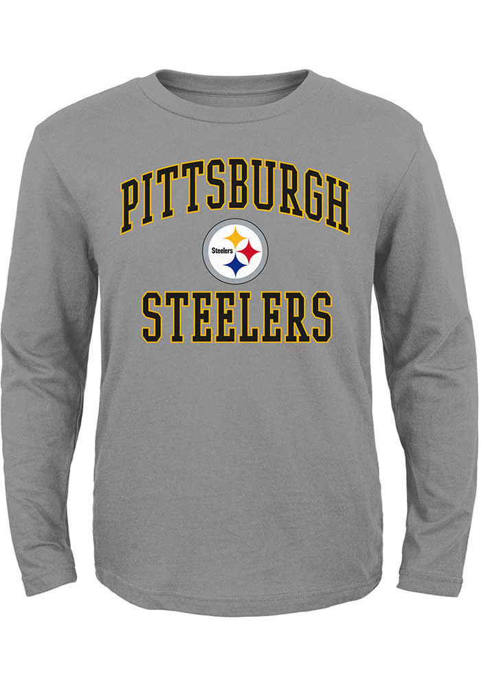 Pittsburgh Steelers Youth Grey #1 Design Long Sleeve T-Shirt