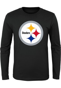 Pittsburgh Steelers Youth Black Primary Logo Long Sleeve T-Shirt