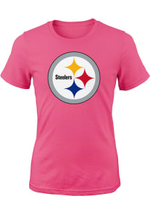 Pittsburgh Steelers Girls Pink Primary Logo Short Sleeve Tee
