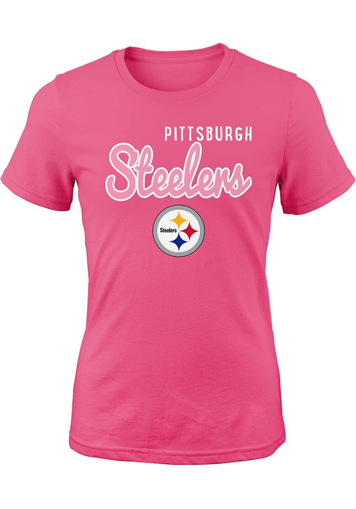 Girls Youth Pittsburgh Steelers JuJu Smith-Schuster Pink Fashion Fan Gear  V-Neck T-Shirt