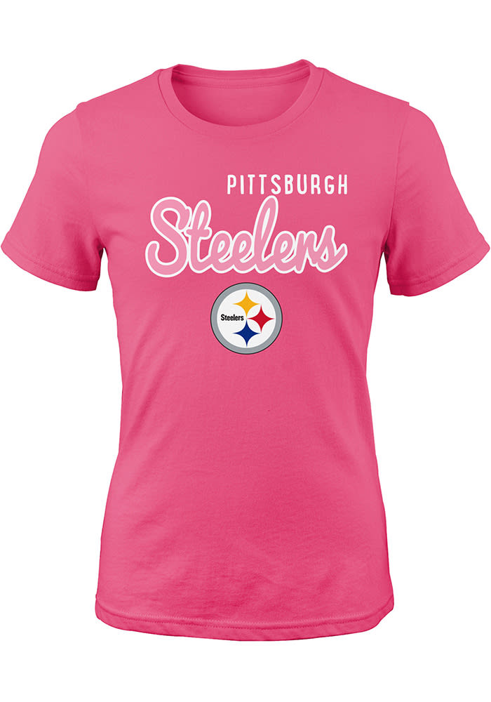 Pittsburgh Steelers Girls Pink Big Game Short Sleeve Tee
