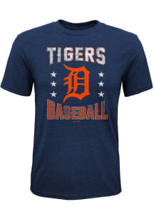Detroit Tigers Youth Navy Blue Triple Play Short Sleeve Fashion T-Shirt