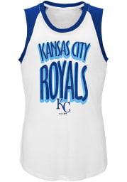 Kansas City Royals Girls White Ballpark Bestie Short Sleeve Tank Top