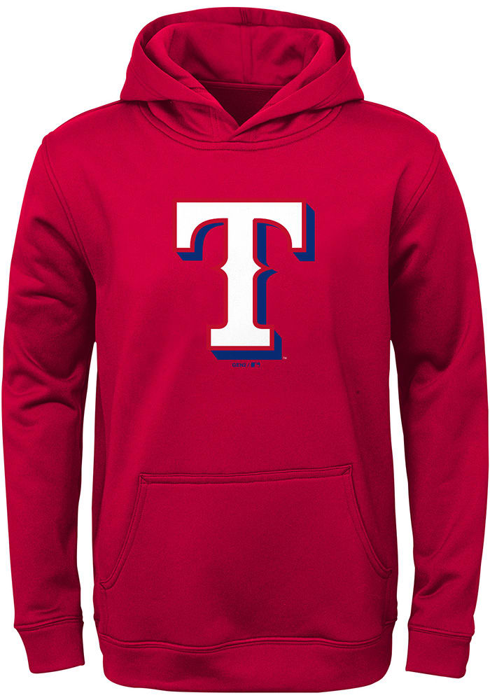 Texas Rangers Youth Red Logo Long Sleeve Hoodie