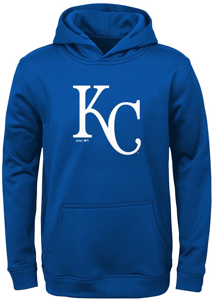 Kansas City Royals Boys Blue Logo Long Sleeve Hooded Sweatshirt