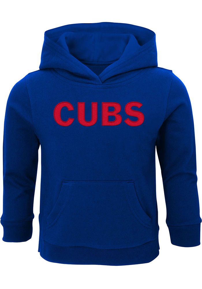 Chicago Cubs Toddler Blue Wordmark Long Sleeve Hooded Sweatshirt