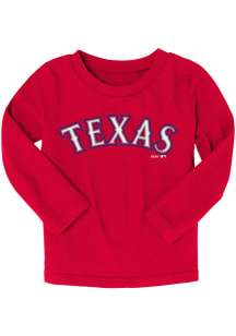 Texas Rangers Baby Red Wordmark Long Sleeve T-Shirt