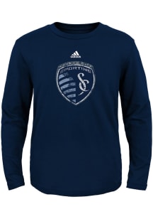 Sporting Kansas City Baby Navy Blue Distressed Primary Long Sleeve T-Shirt