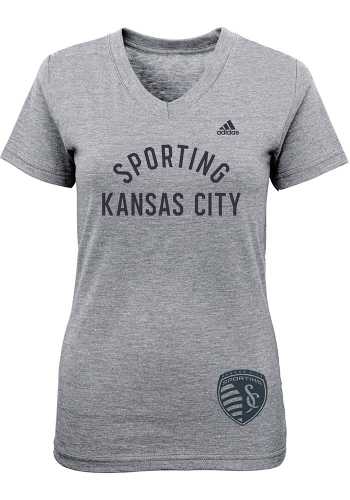 Sporting Kansas City Girls Grey Logo Stamp Short Sleeve Fashion T-Shirt