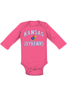 Kansas Jayhawks Baby Pink #1 Design LS Tops LS One Piece