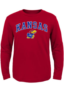 Kansas Jayhawks Toddler Red Arch Mascot Long Sleeve T-Shirt