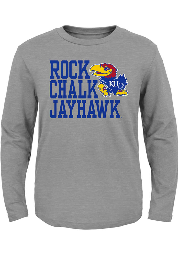 Kansas Jayhawks Toddler Grey Rock Chalk Long Sleeve T-Shirt