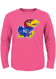 Kansas Jayhawks Toddler Girls Pink Jayhawk Long Sleeve T Shirt
