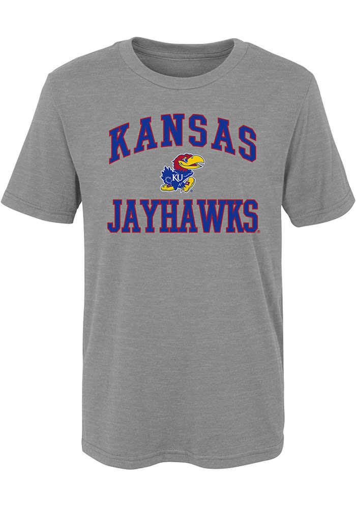 Kansas Jayhawks Boys Grey #1 Design Short Sleeve T-Shirt