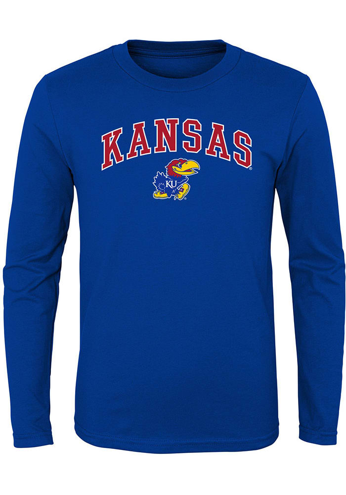 Kansas Jayhawks Boys Blue Arch Mascot Long Sleeve T-Shirt