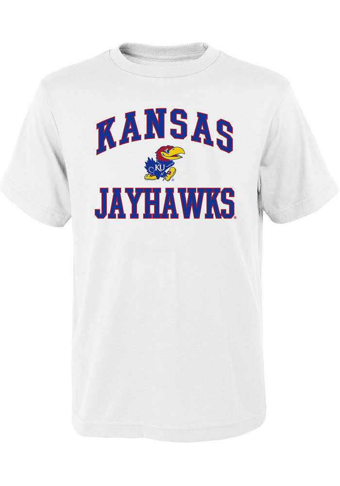 Kansas Jayhawks Youth White #1 Design Short Sleeve T-Shirt
