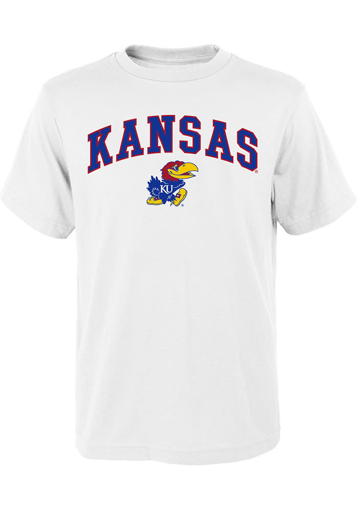 Kansas Jayhawks Youth White Arch Mascot Short Sleeve T-Shirt