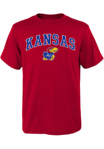Kansas Jayhawks Youth Red Arch Mascot Short Sleeve T-Shirt