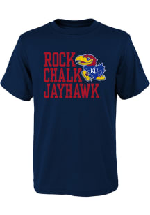 Kansas Jayhawks Youth Navy Blue Rock Chalk Short Sleeve T-Shirt