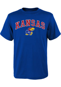Kansas Jayhawks Youth Blue Arch Mascot Short Sleeve T-Shirt