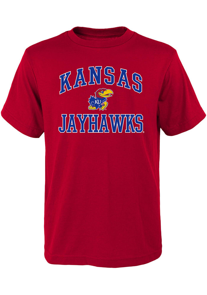 Kansas Jayhawks Youth Red #1 Design Short Sleeve T-Shirt