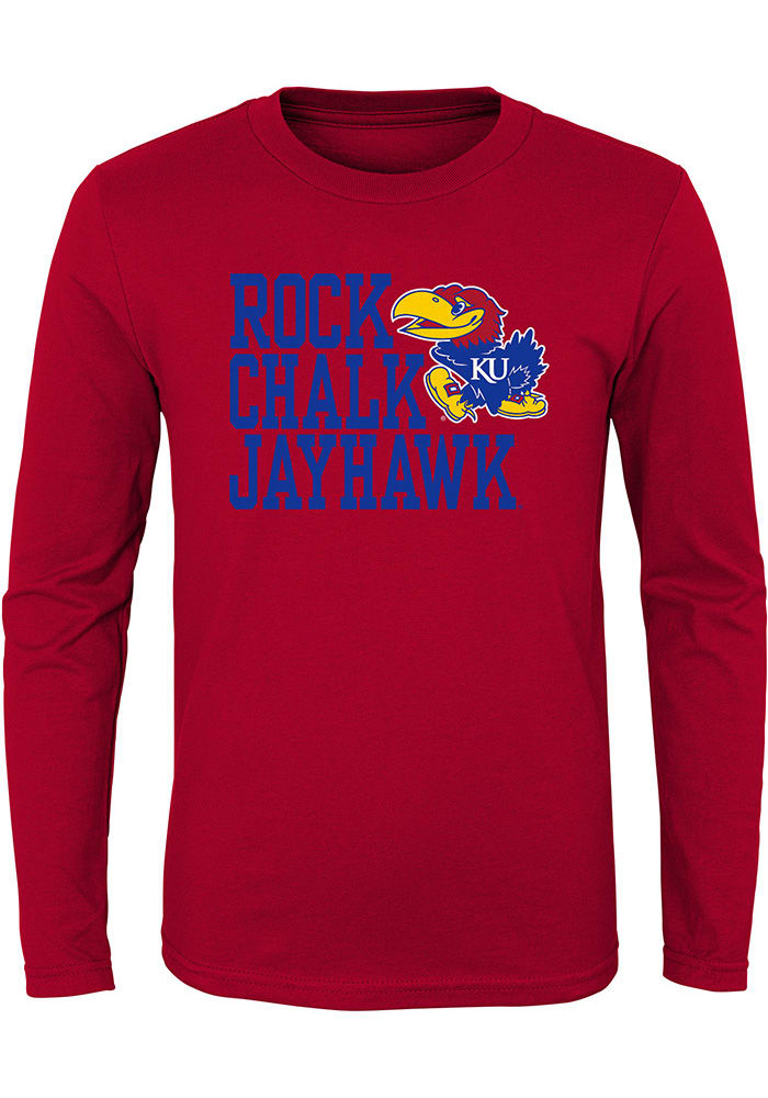 Kansas Jayhawks Youth Red Rock Chalk Long Sleeve T-Shirt