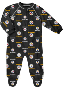 Pittsburgh Steelers Baby Black Raglan Loungewear One Piece Pajamas