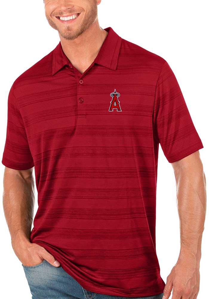 Antigua Los Angeles Angels Mens Red Compass Short Sleeve Polo
