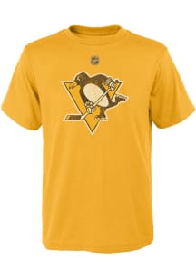 Pittsburgh Penguins Youth Yellow Distressed Logo Short Sleeve T-Shirt