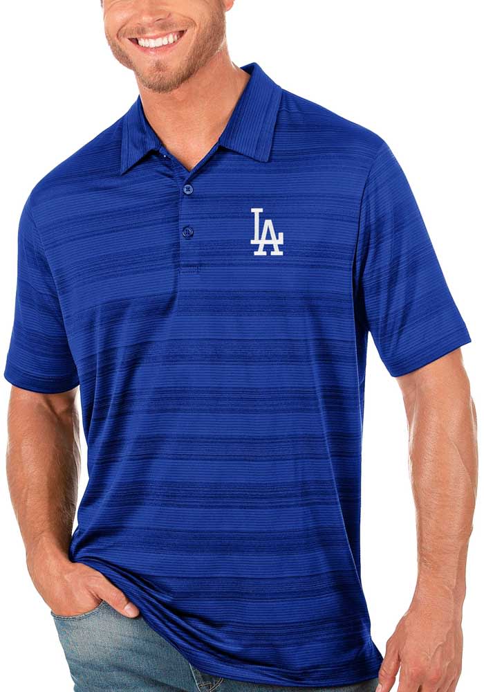 Antigua Los Angeles Dodgers Mens Blue Compass Short Sleeve Polo
