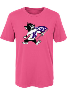 K-State Wildcats Girls Pink Secondary Logo Short Sleeve T-Shirt