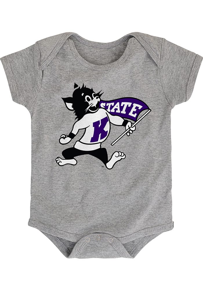 K-State Wildcats Baby Grey Secondary Logo Short Sleeve One Piece