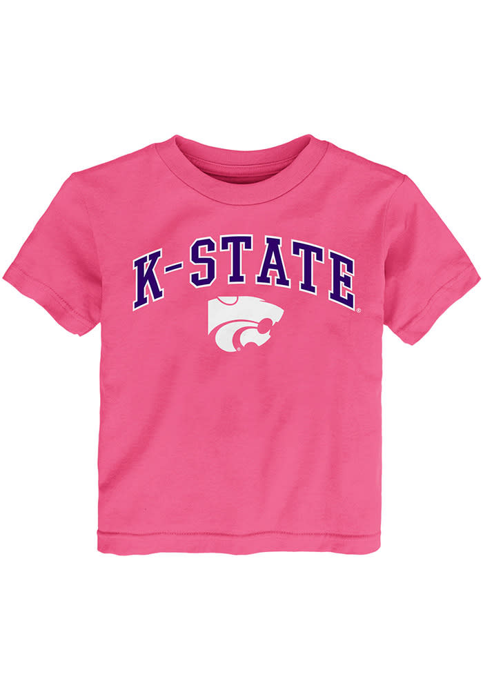 K-State Wildcats Toddler Girls Pink Arch Mascot Short Sleeve T-Shirt