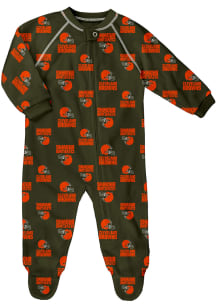 Cleveland Browns Baby Brown Raglan Loungewear One Piece Pajamas