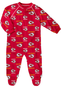 Kansas City Chiefs Baby Red Raglan Loungewear One Piece Pajamas