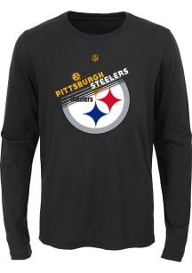 Pittsburgh Steelers Youth Black Flux Long Sleeve T-Shirt