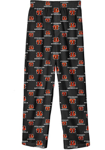 Cincinnati Bengals Youth Black All Over Logo Sleep Pants