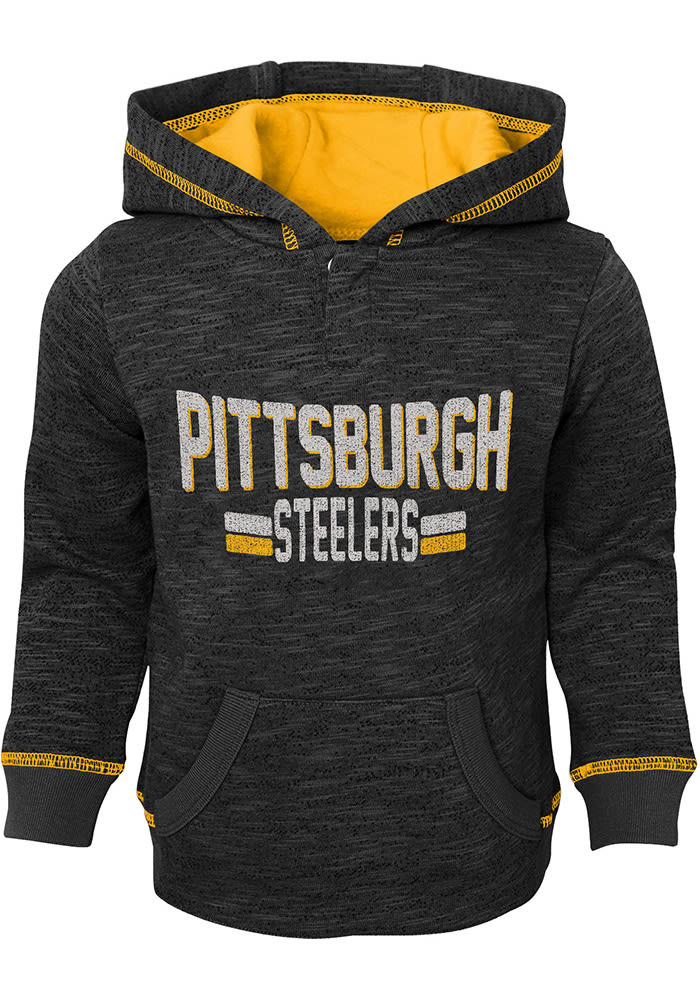 Pittsburgh Steelers Toddler Black Tiny Lineman Long Sleeve Hooded Sweatshirt