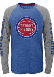 Detroit Pistons Youth Blue Fadeaway Long Sleeve Fashion T-Shirt