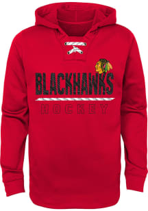 Chicago Blackhawks Youth Red Lace Em Up Long Sleeve Hoodie