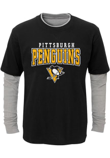 Pittsburgh Penguins Youth Black Playmaker Long Sleeve Fashion T-Shirt