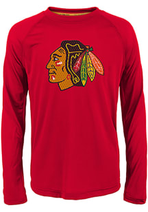 Chicago Blackhawks Youth Red Grinder Long Sleeve T-Shirt