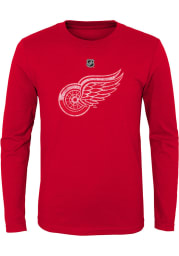Detroit Red Wings Youth Red Distressed Logo Long Sleeve T-Shirt
