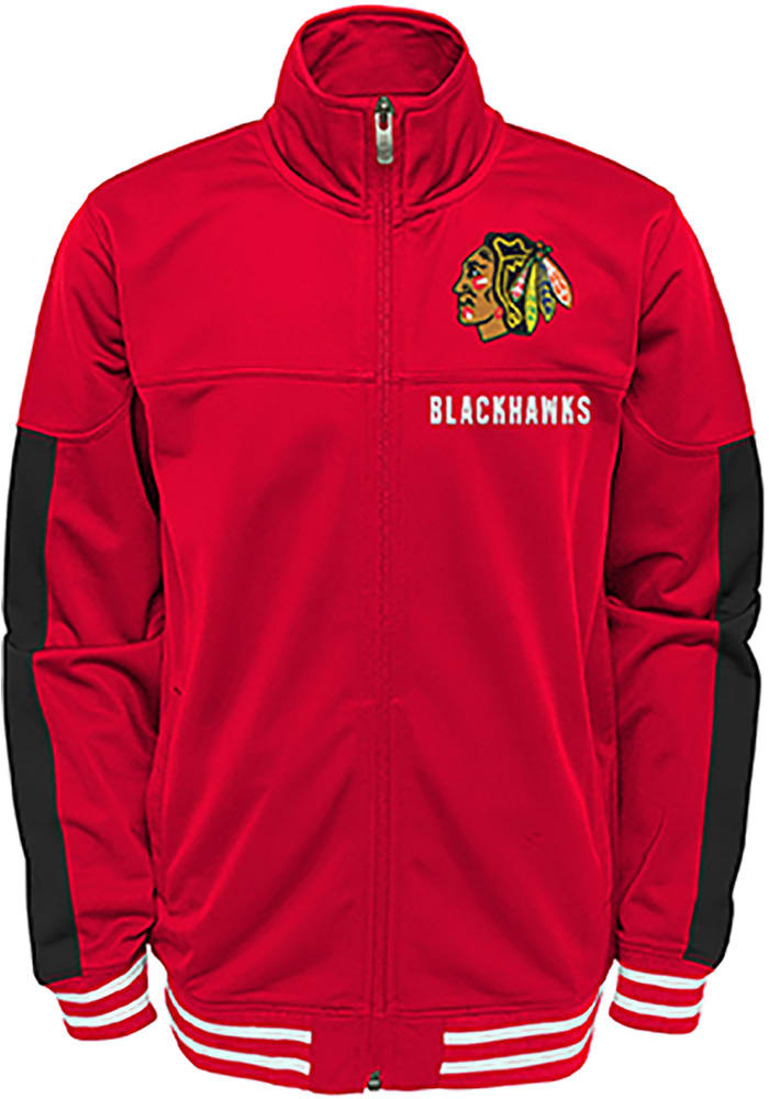 Chicago Blackhawks Youth Red Goal Line Long Sleeve Track Jacket