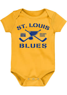 St Louis Blues Baby Gold Crossed Sticks Short Sleeve One Piece