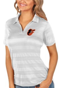 Antigua Baltimore Orioles Womens White Compass Short Sleeve Polo Shirt